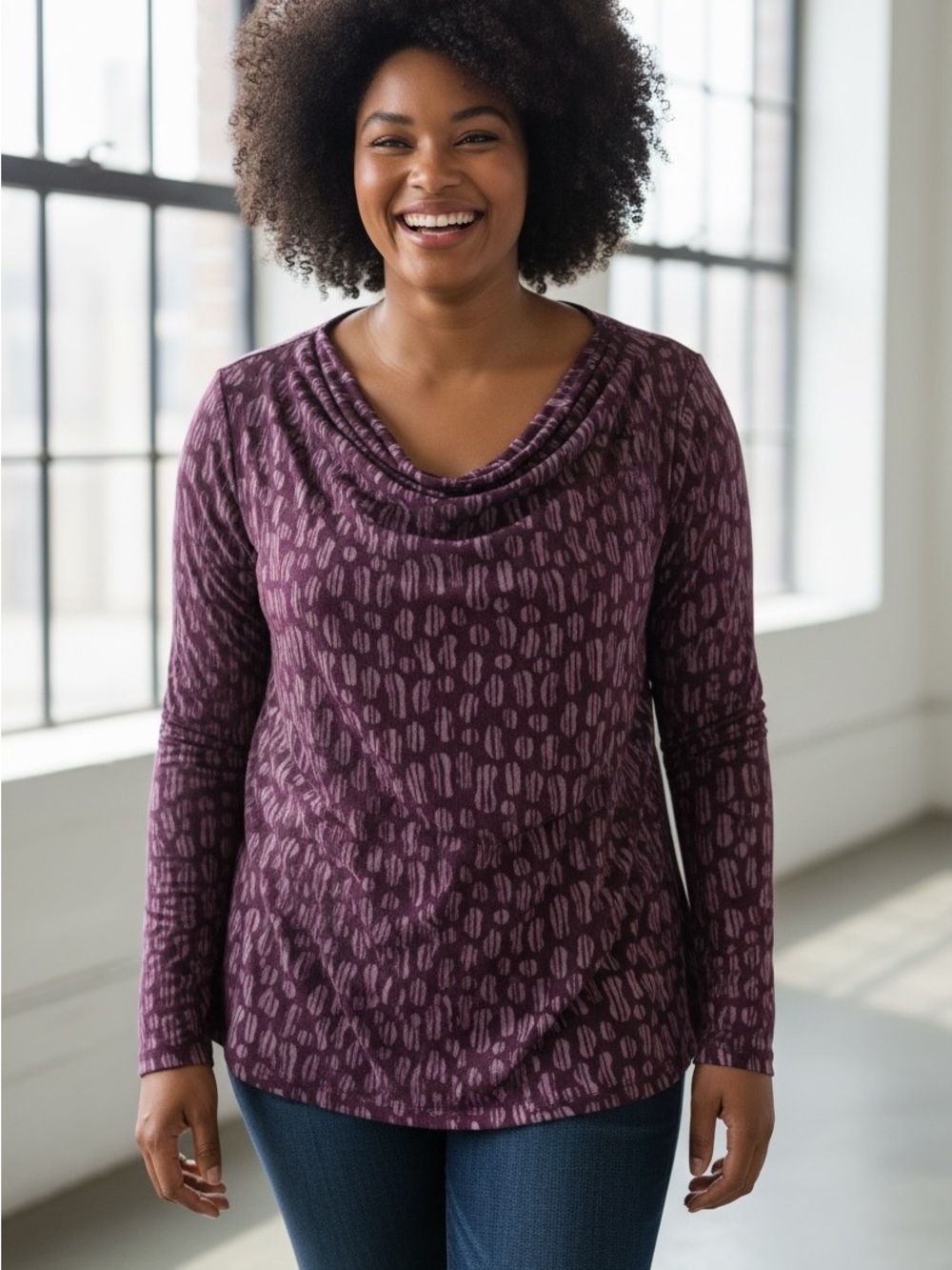 Croft & Barrow Patterned Long Sleeve Blouse Plus Size 2X